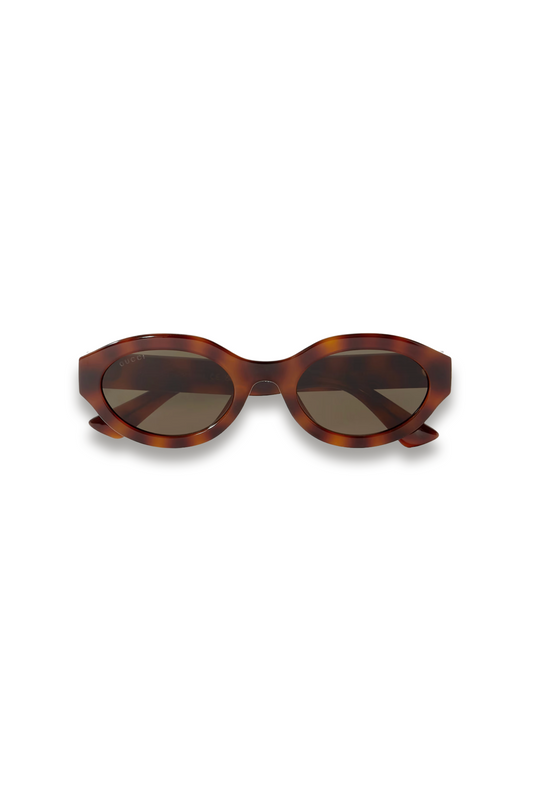Oval-frame Tortoiseshell Acetate Sunglasses