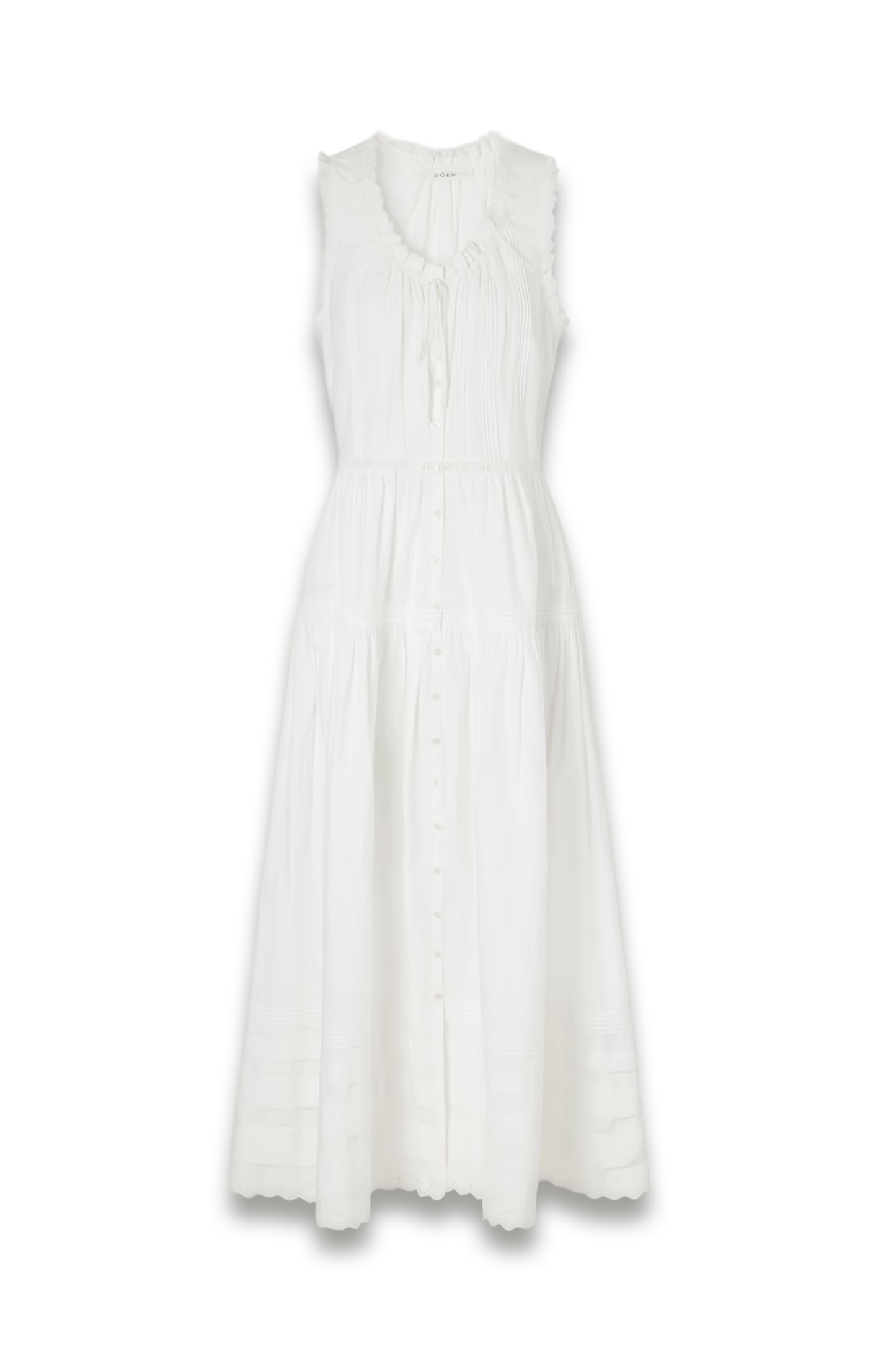 Hortense Pintucked Embroidered Organic Cotton Midi Dress