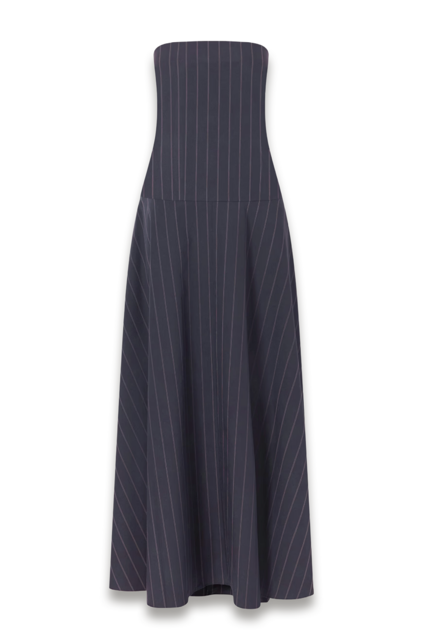 Strapless Open-back Striped Cotton-blend Maxi Dress