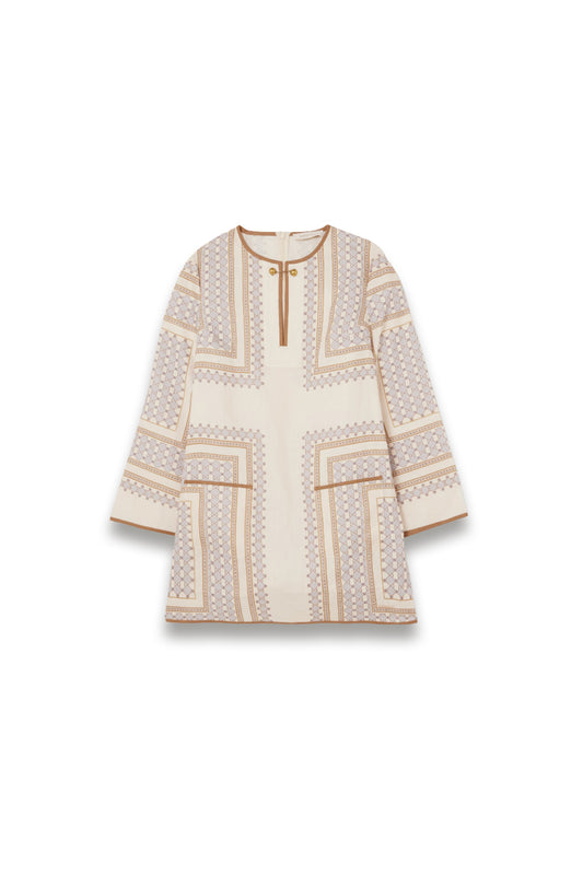 Printed Linen Mini Dress