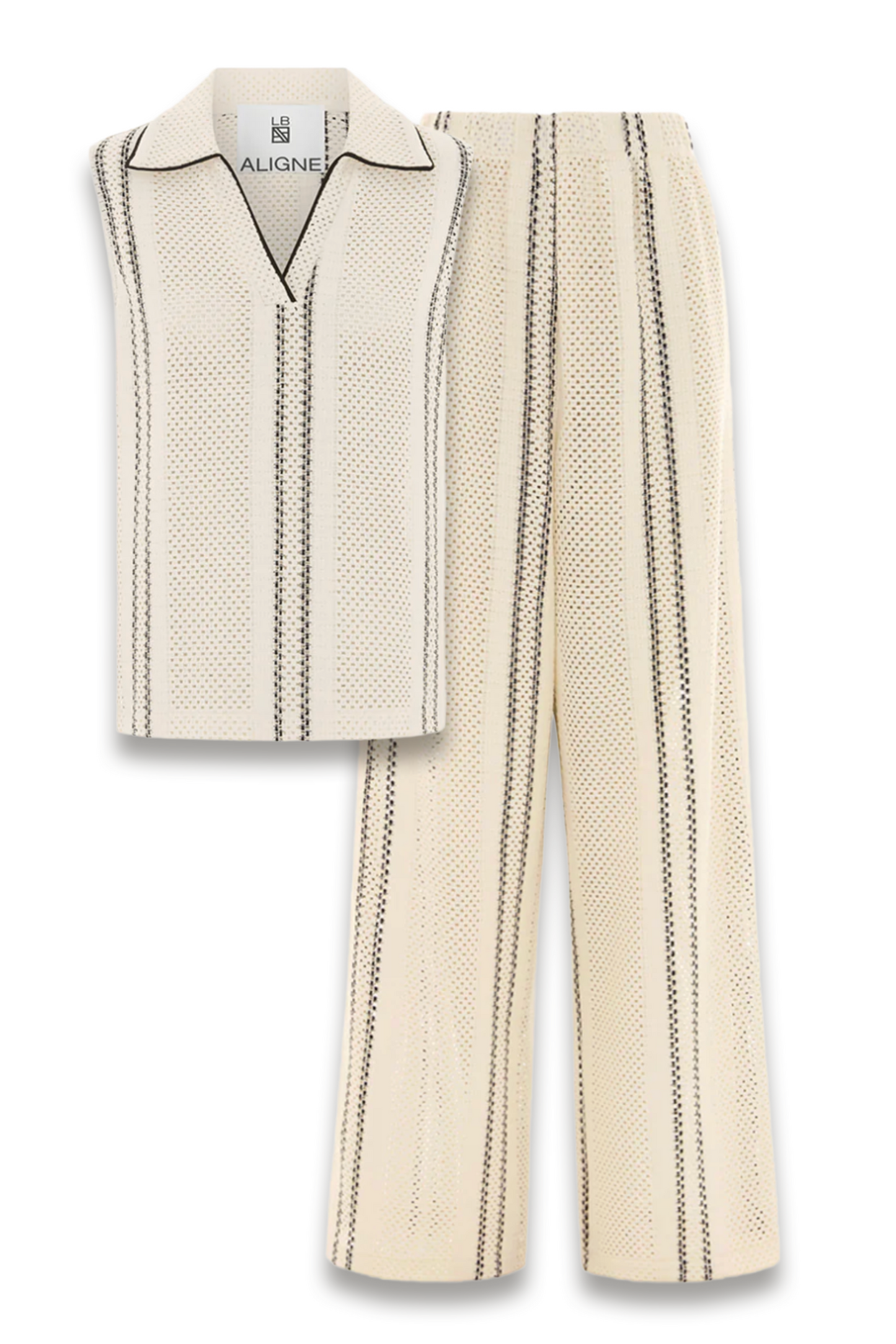 LB Sutton Crochet Sleeveless Polo Top and Lennox Trousers