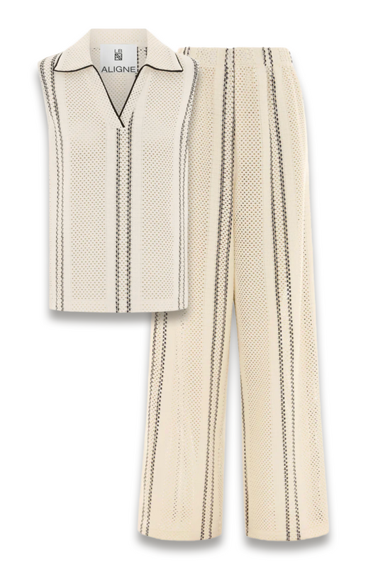 LB Sutton Crochet Sleeveless Polo Top and Lennox Trousers