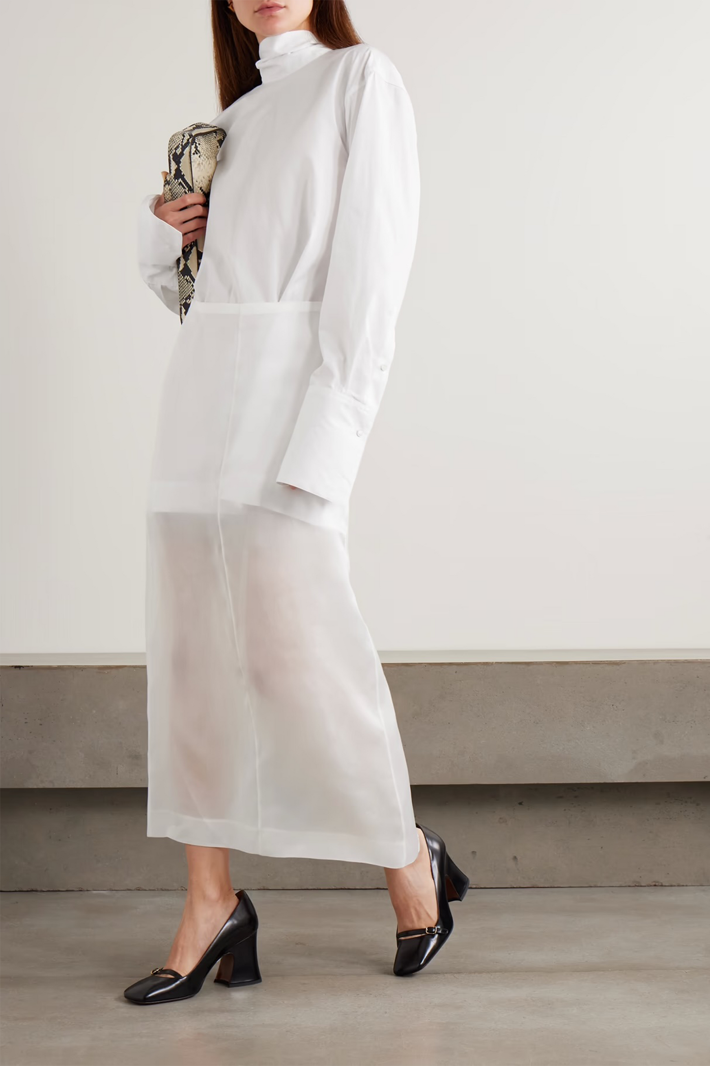 Tie-detailed Gathered Cotton-poplin Shirt