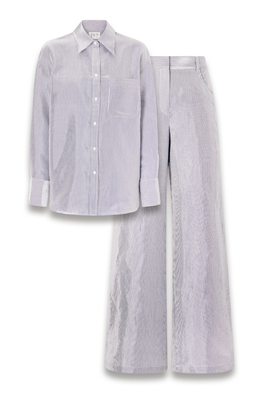 Big Joe Striped Cotton-blend Garbardine Shirt and Dylan Wide-leg Pants
