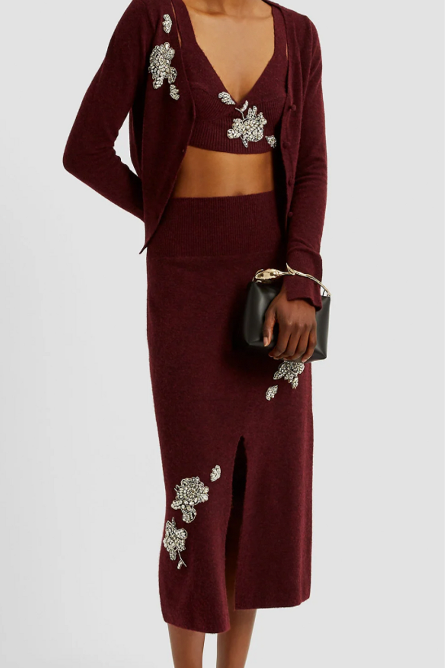 Embellished Knit Pencil Skirt