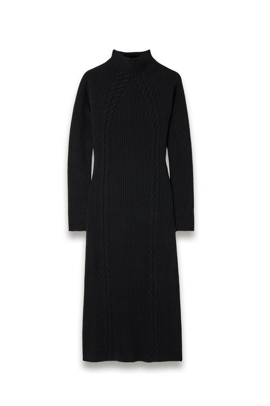 Zelanda Cable-knit Wool and Cashmere-blend Turtleneck Midi Dress
