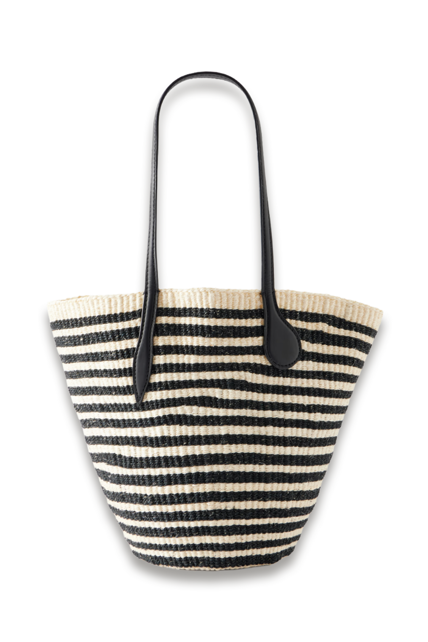 Striped Leather-trimmed Sisal Shoulder Bag