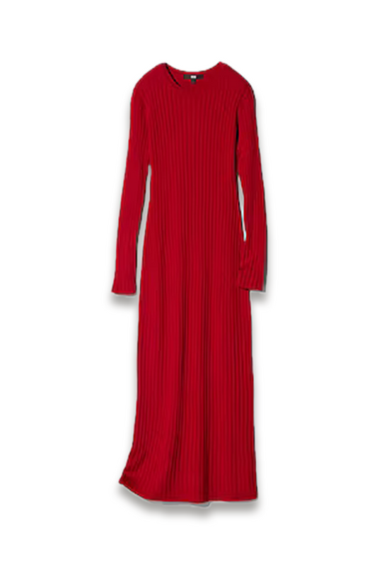 Merino Blend Ribbed Knit Dress
