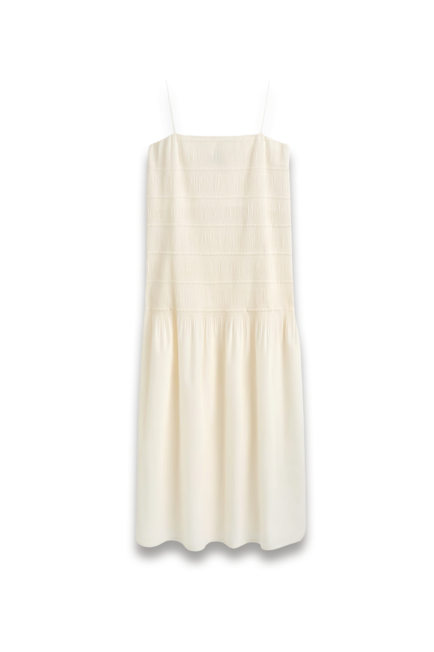 Ruched Dropped-waist Poplin Midi Dress