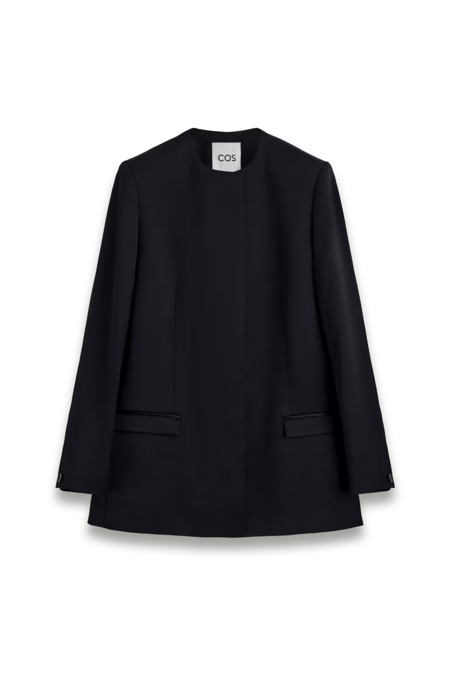 Structured Collarless Satin Blazer