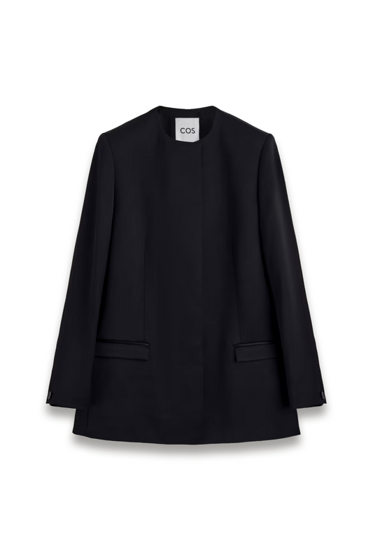Structured Collarless Satin Blazer