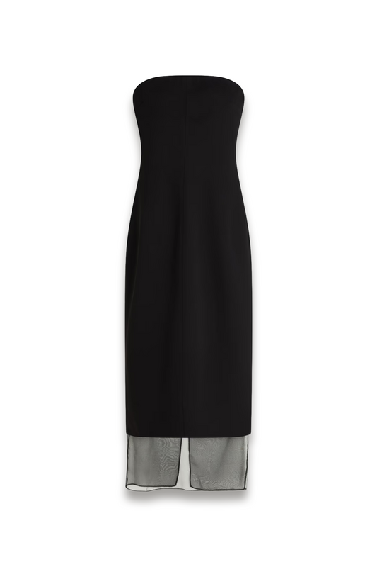Issia Strapless Organza-trimmed Crepe Midi Dress