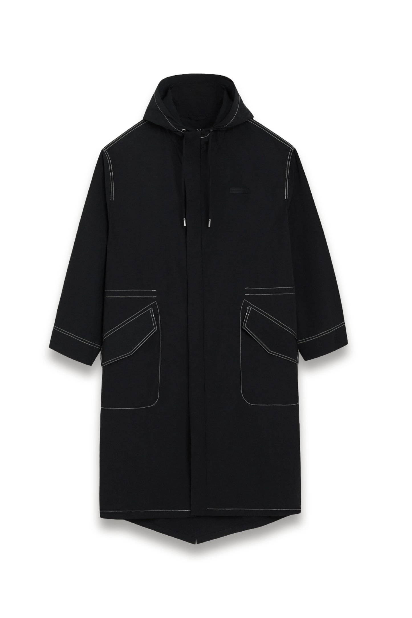 Black Nylon Long Parka
