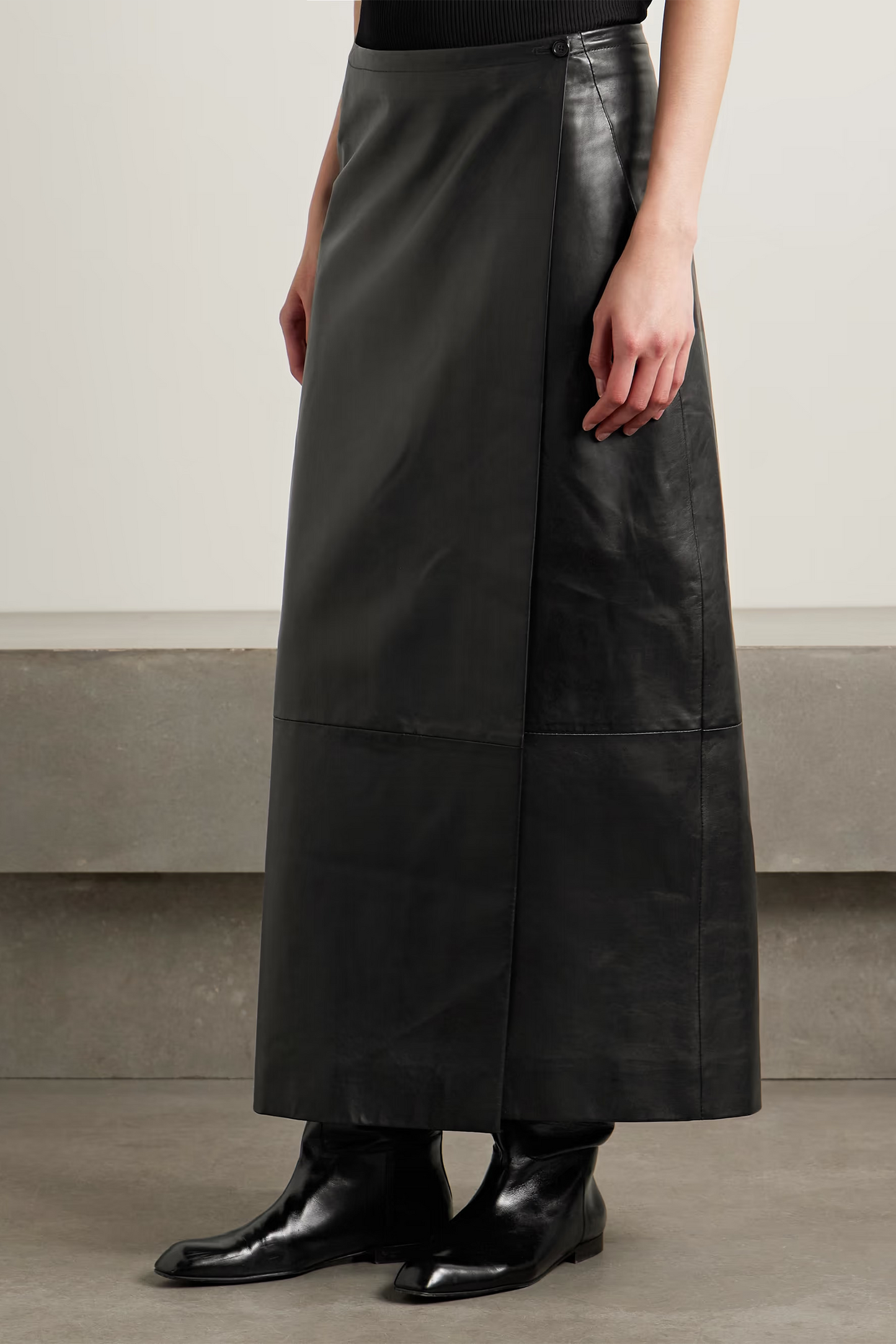 Quinn Wrap-effect Leather Maxi Skirt