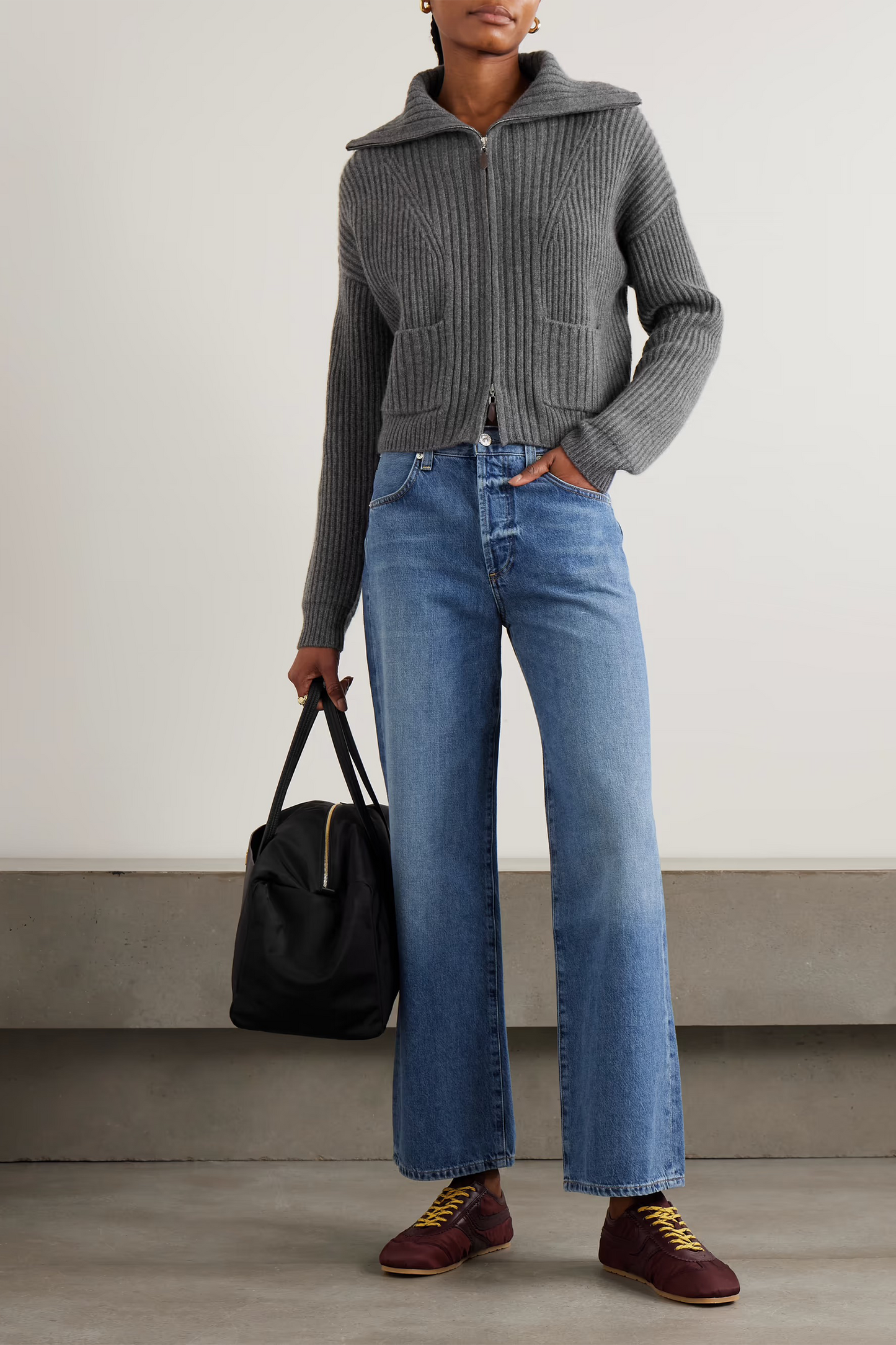 Nara Ribbed Cashmere Zip-up Cardigan