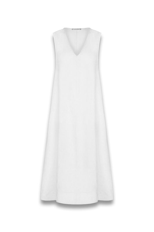 Nisha Dress White Organic Linen