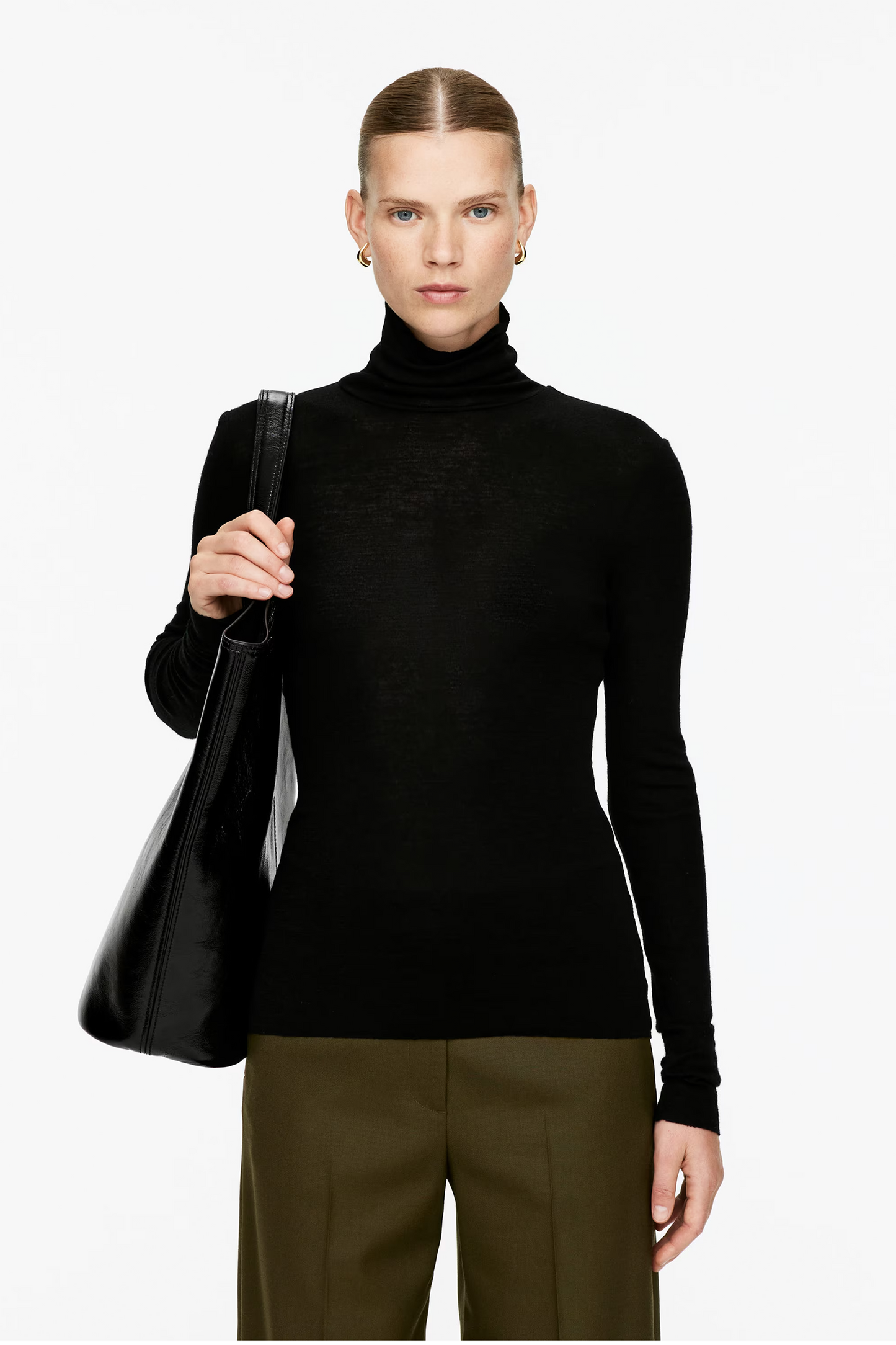 Roll-neck Wool Top