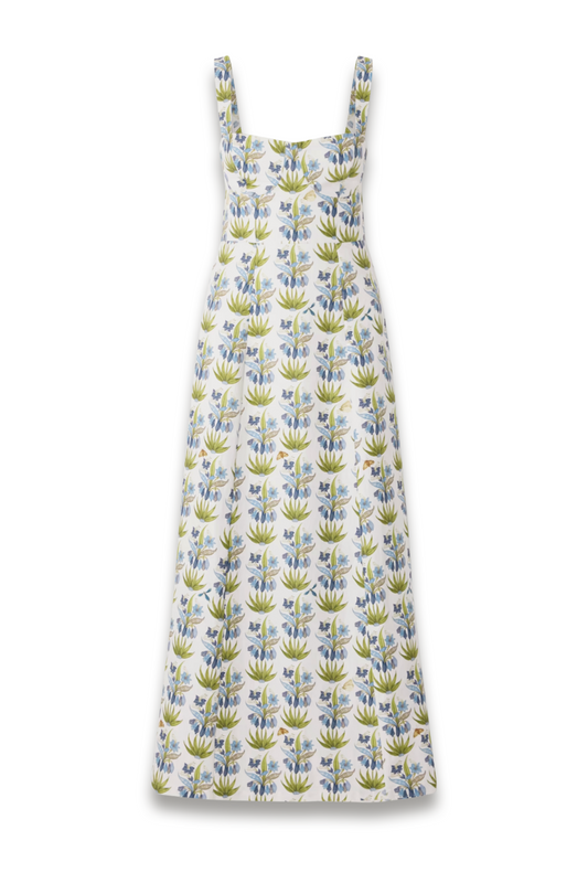 Floral-Print Linen Blend Midi Dress