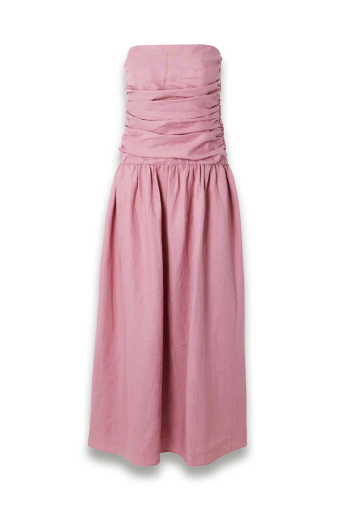 Sacha ruched pleated linen maxi dress