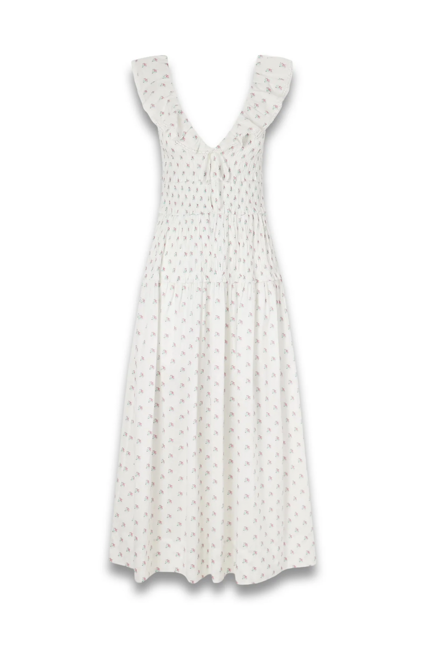 Sorina Tiered Embroidered Floral-print Organic Cotton Midi Dress