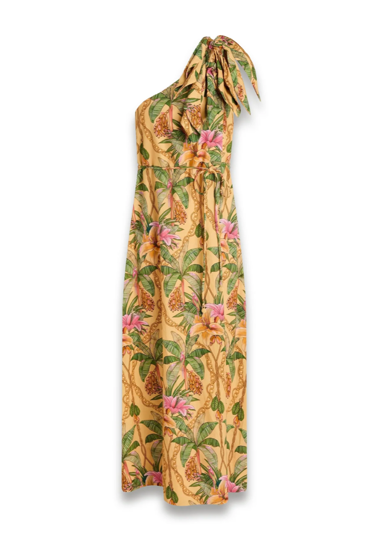 One-shoulder Floral-print Linen-blend Maxi Dress