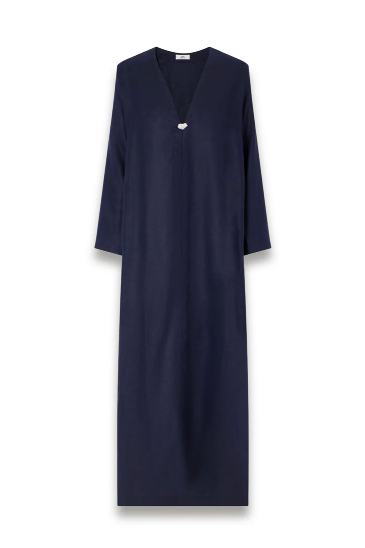 Pearl-embellished linen kaftan