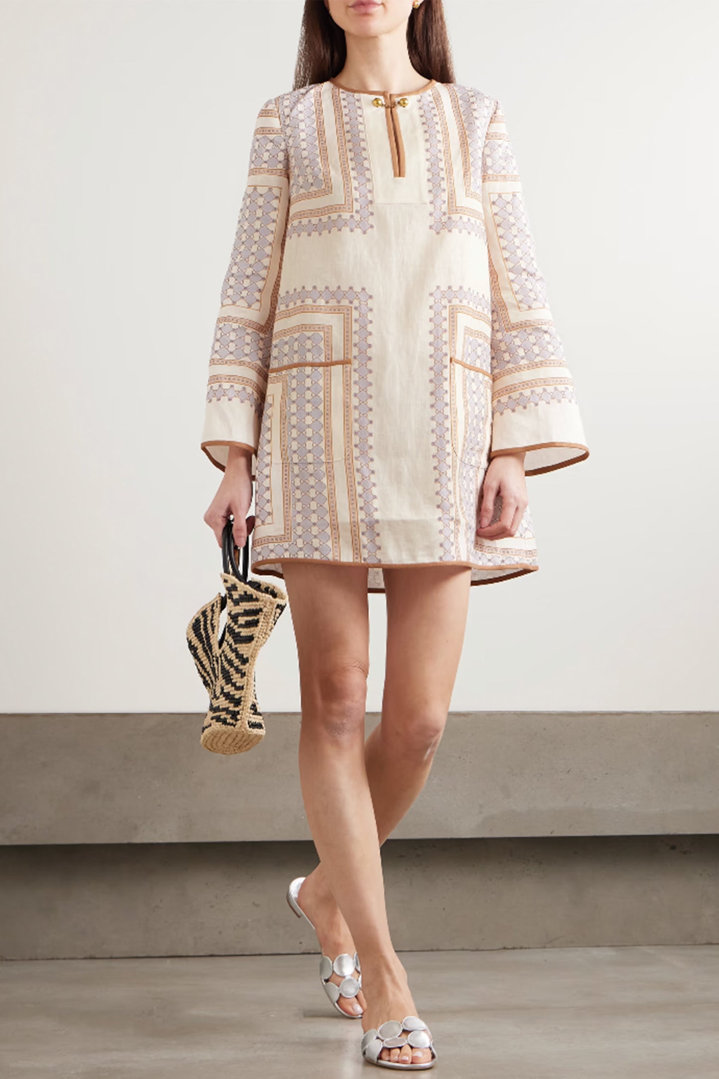 Printed Linen Mini Dress