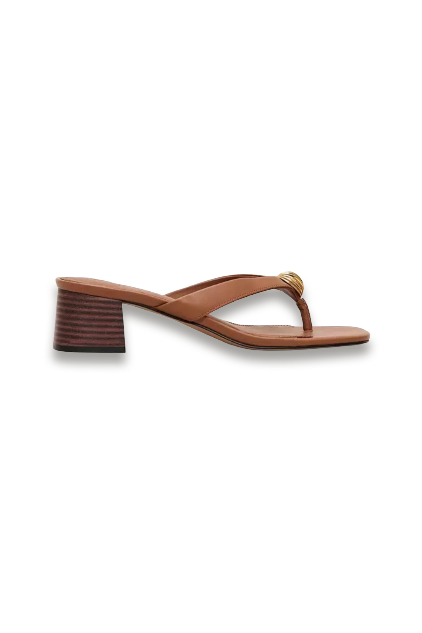 Metal Trim Toe Post Heeled Sandals