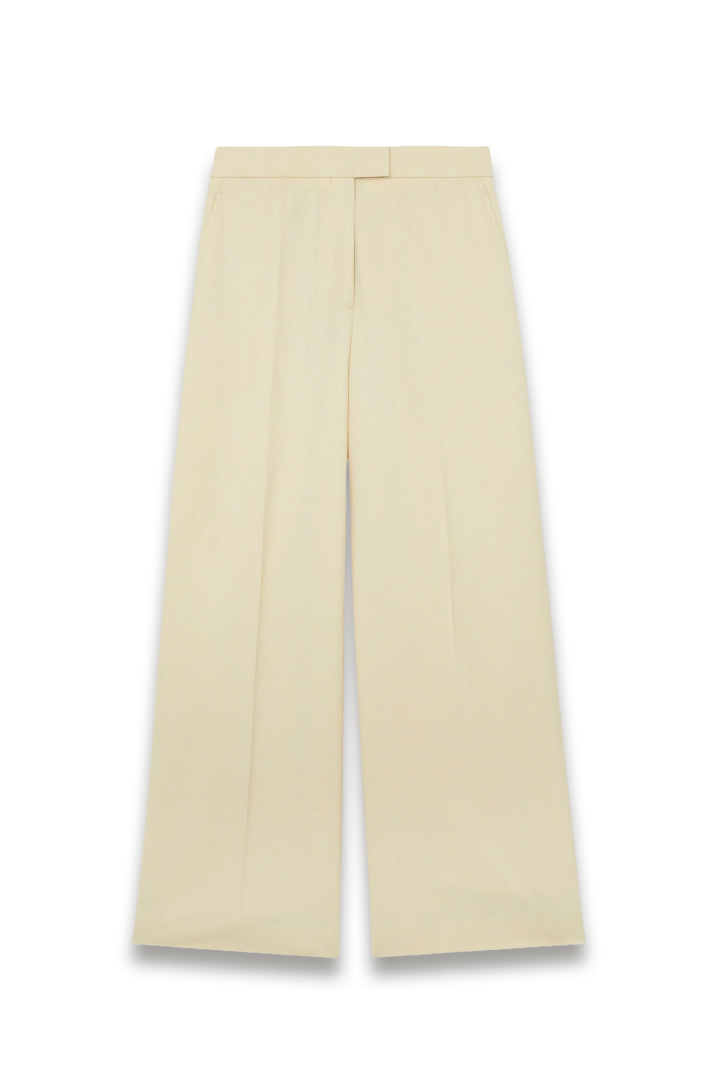 Reiss Silk-Wool Wide-Leg Suit Trousers in Cream