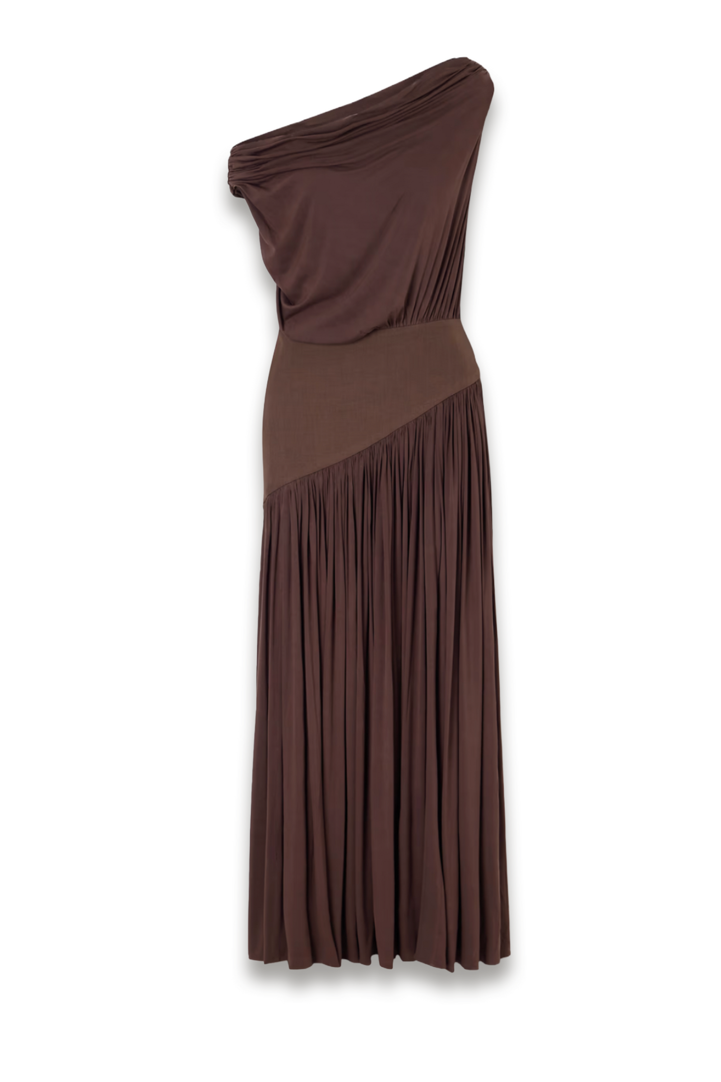 Gwen one-shoulder asymmetric draped jersey-trimmed stretch-bamboo maxi dress