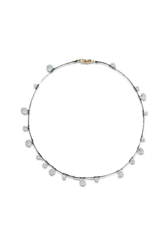 Drip Drop Gold-Tone, Linen and Crystal Choker