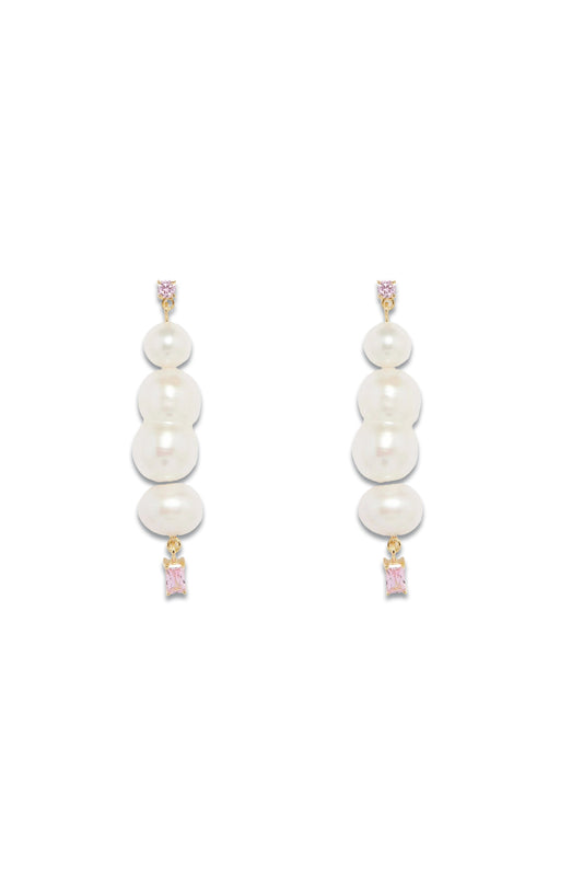 Mismatched Pearl Crystal & Gold-vermeil Earrings