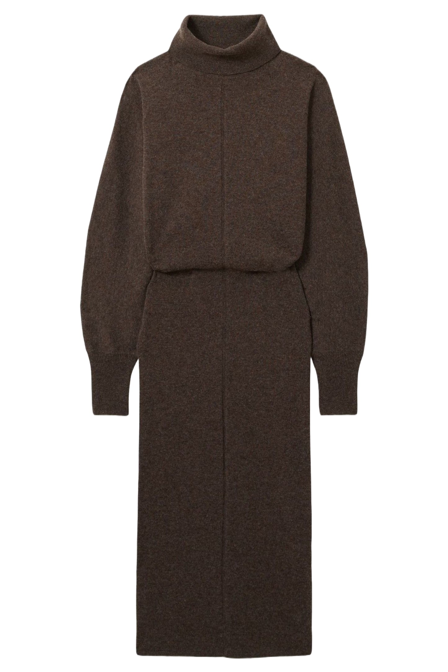 Wool Blend Blouson Sleeve Midi Dress