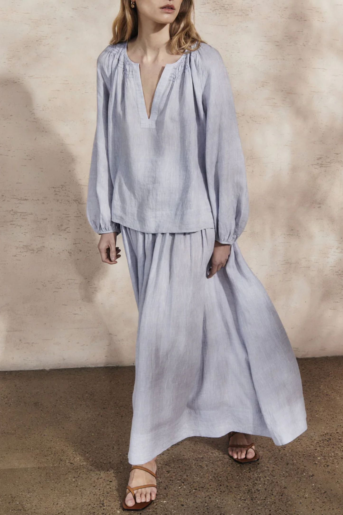 Elizabeth Sky Linen Blouse and Sula Skirt