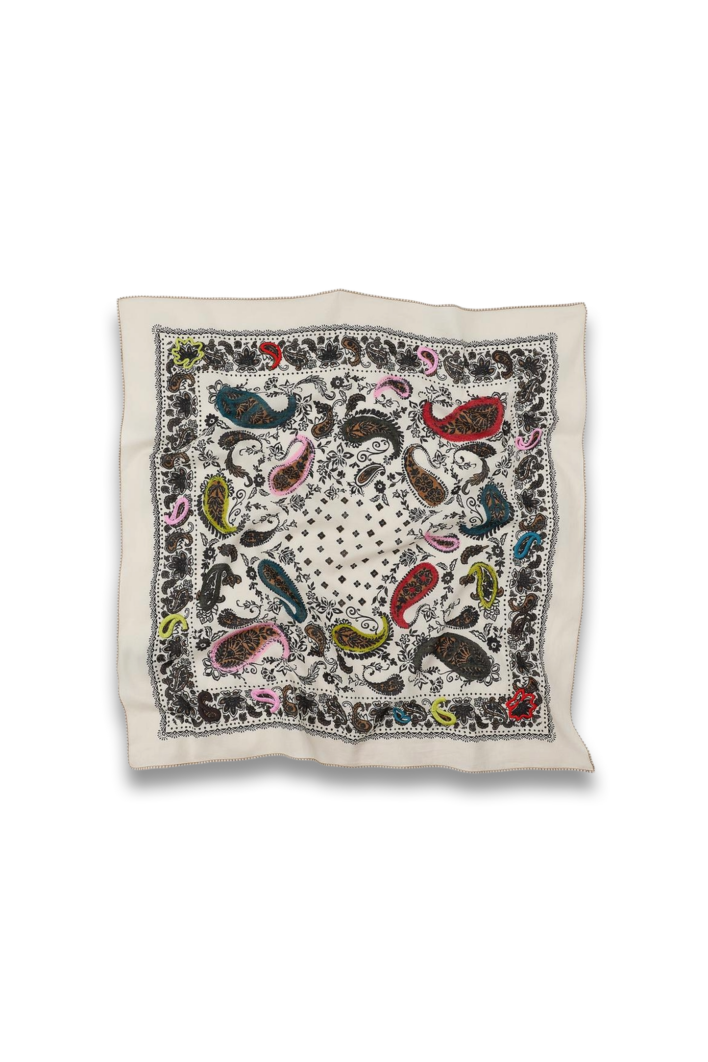 Embroidered Print Bandanna