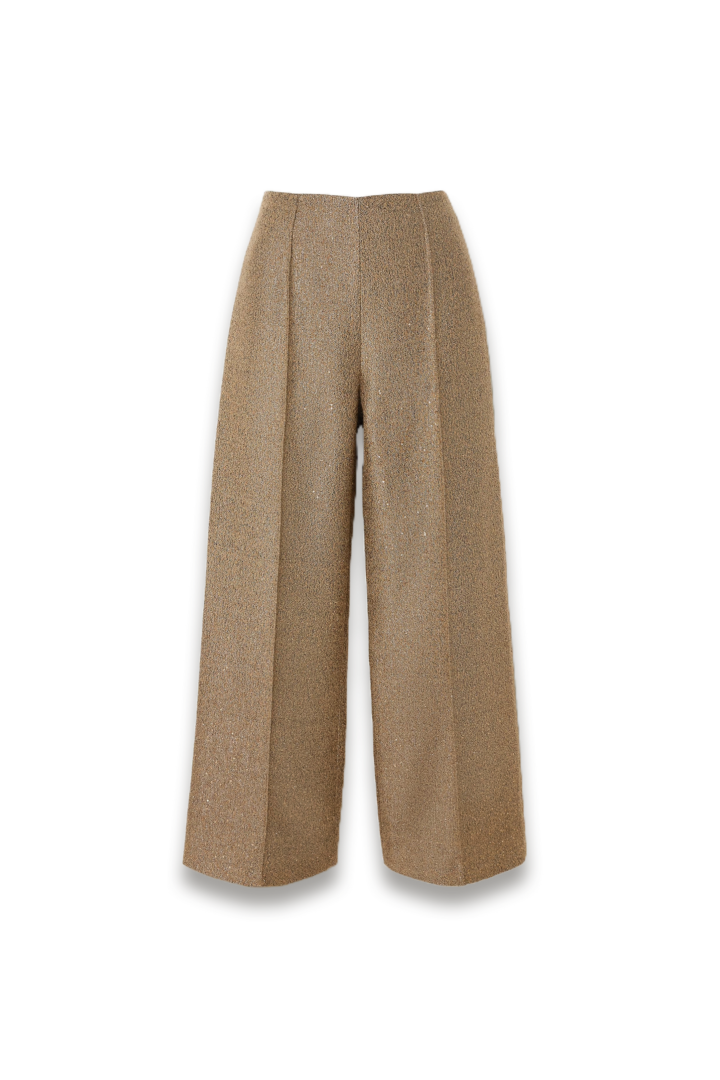 Daffy Pleated Sequined Metallic Tweed Wide-Leg Pants