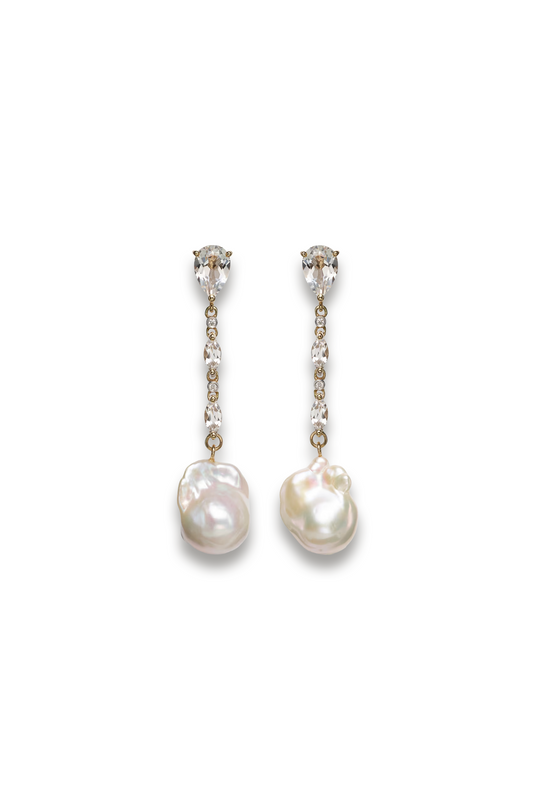 14kt Gold Earrings with Pearls, Diamonds, and Topaz