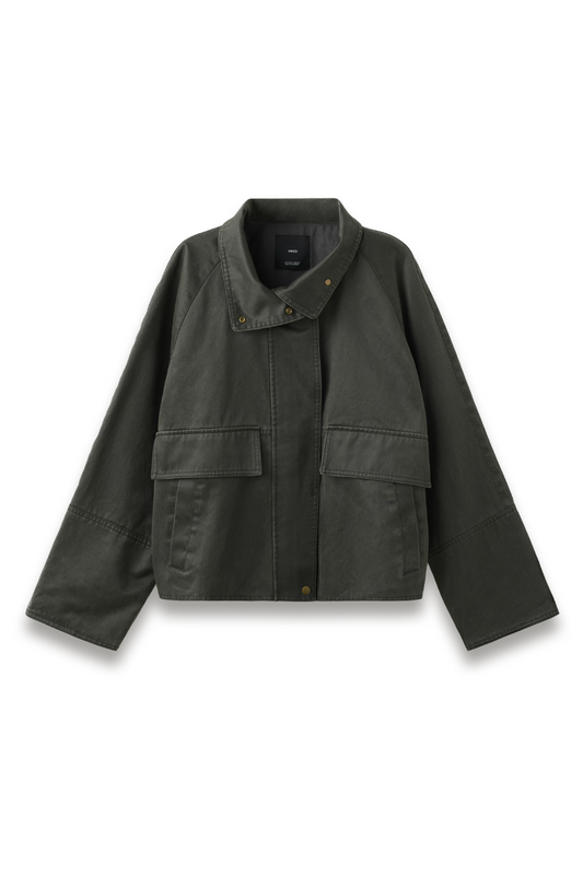 Funnel Neck Parka with Pockets