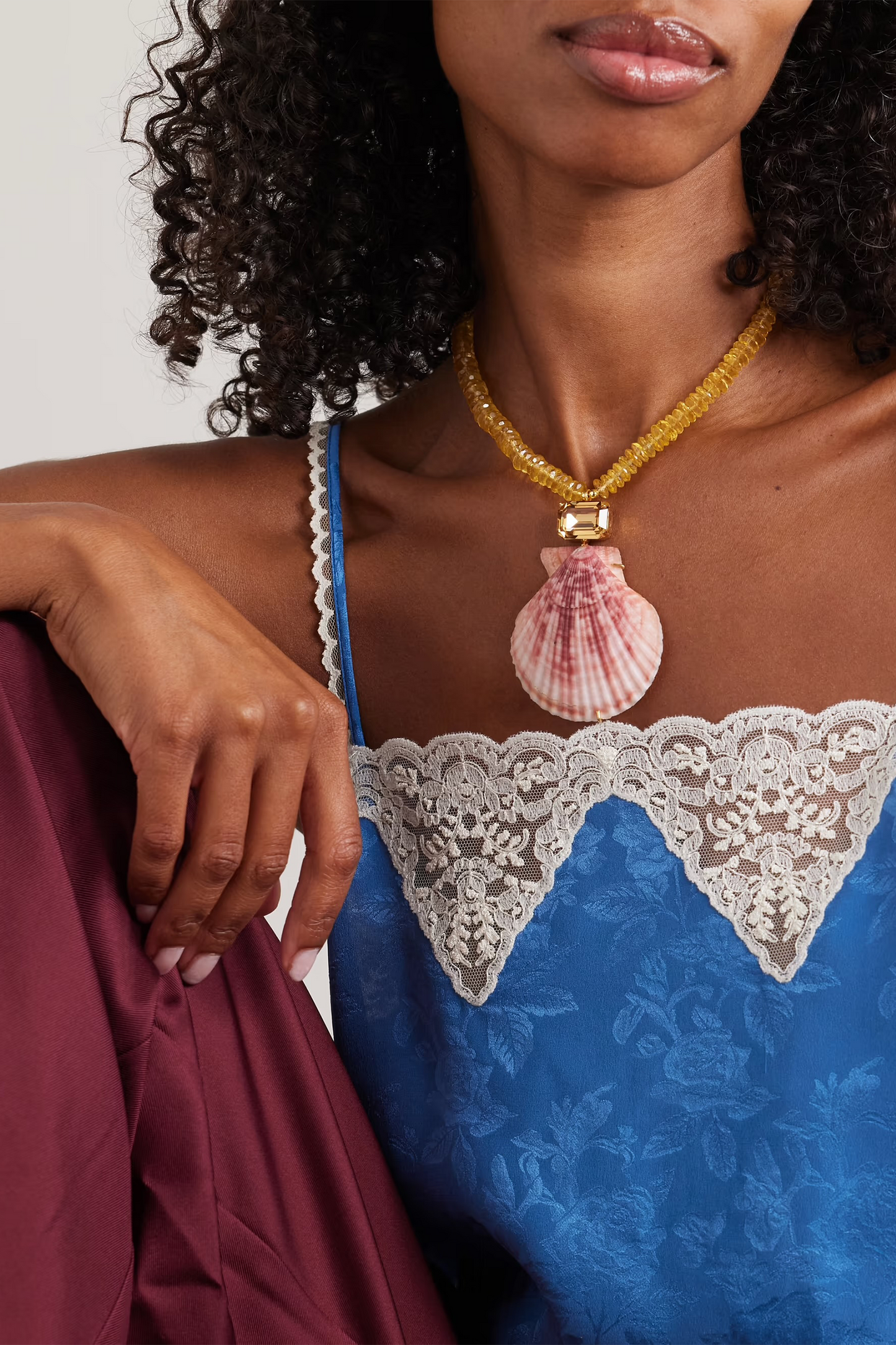 Roma Gold-plated, Citrine, Shell and Crystal Necklace