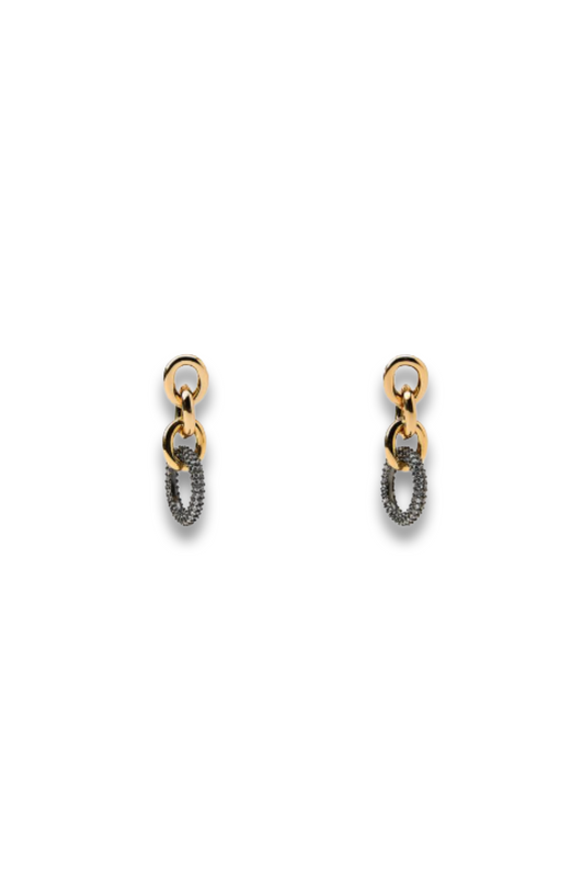 Contrast Chain Link Earrings with Rhinestones