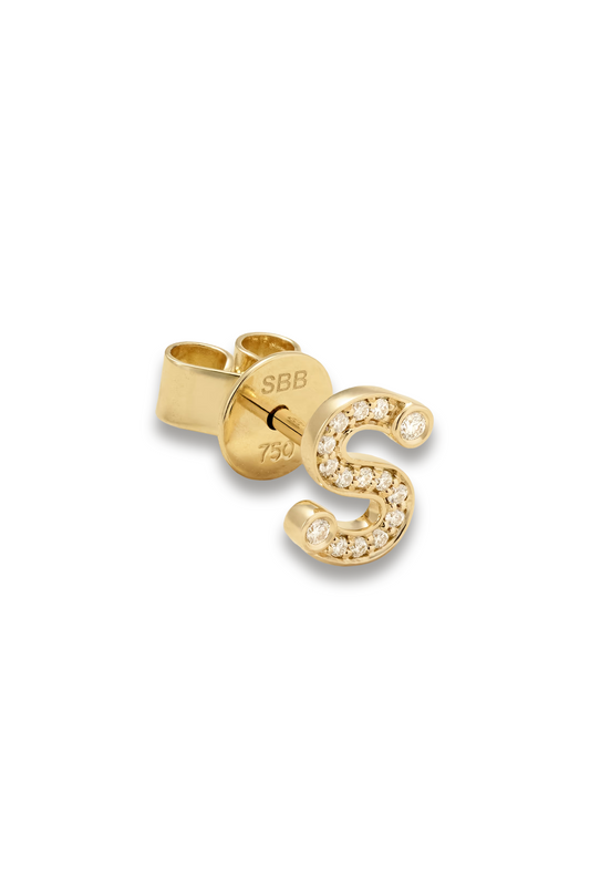 Petite Letter 18-karat Recycled Gold Diamond Single Earring