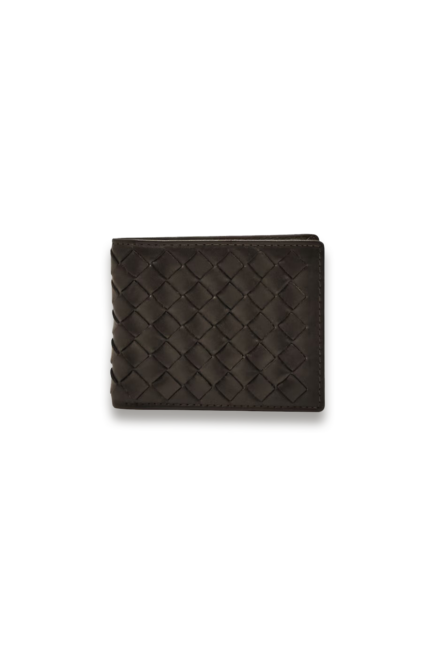 Elton Leather Large Lattice-Effect Wallet in Dark Brown