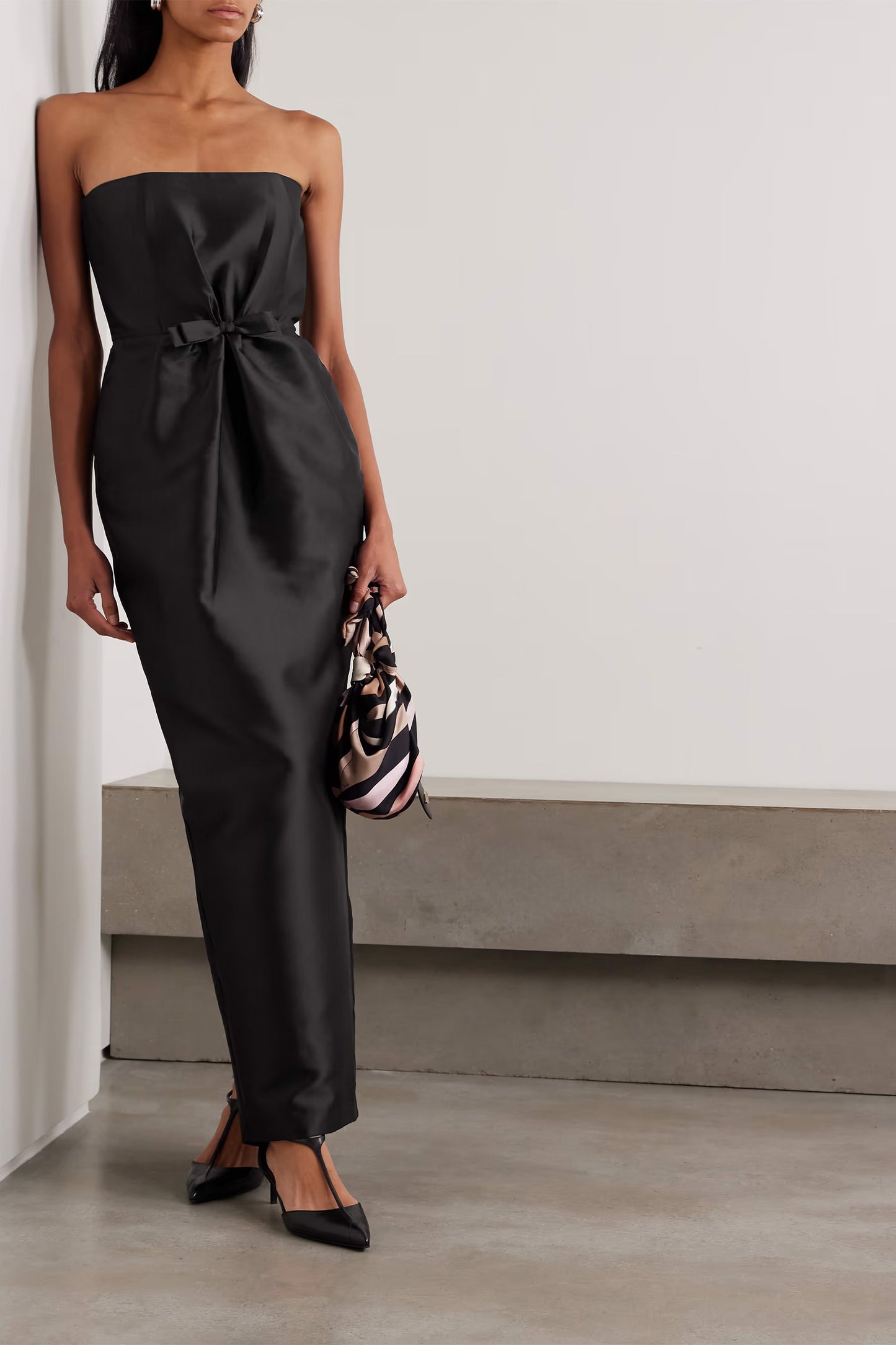 Lenette strapless bow-detailed taffeta gown