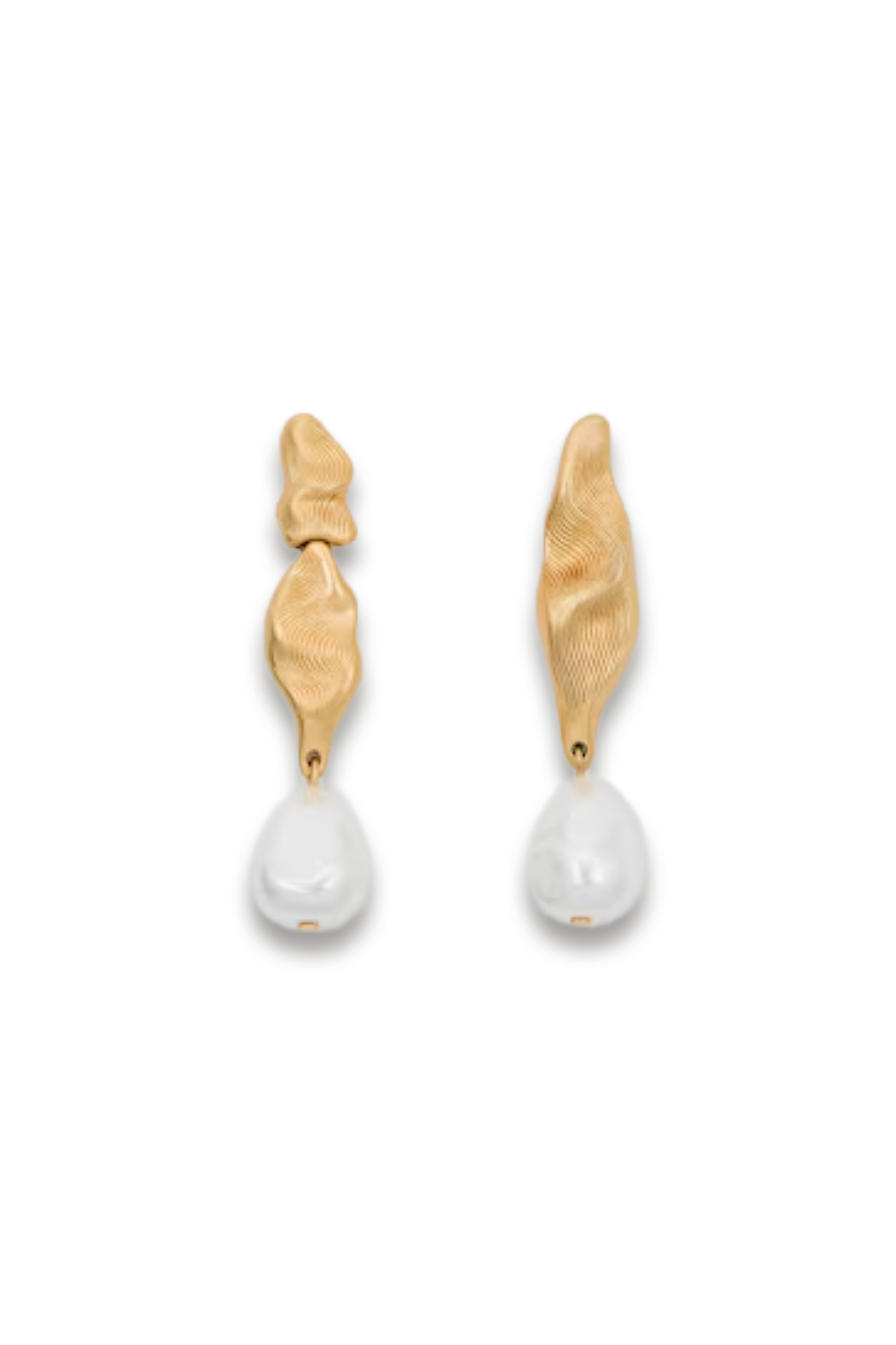 Faux-pearl Molten Drop Earrings in Gold-tone