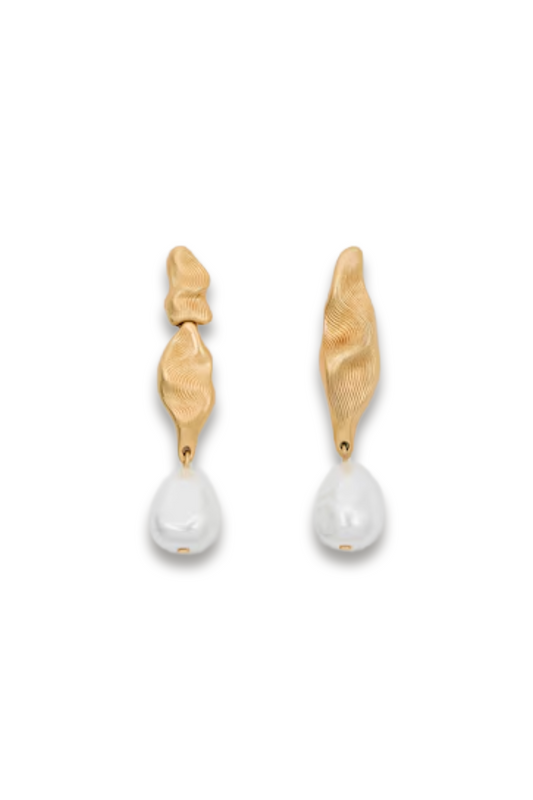 Faux-pearl Molten Drop Earrings in Gold-tone