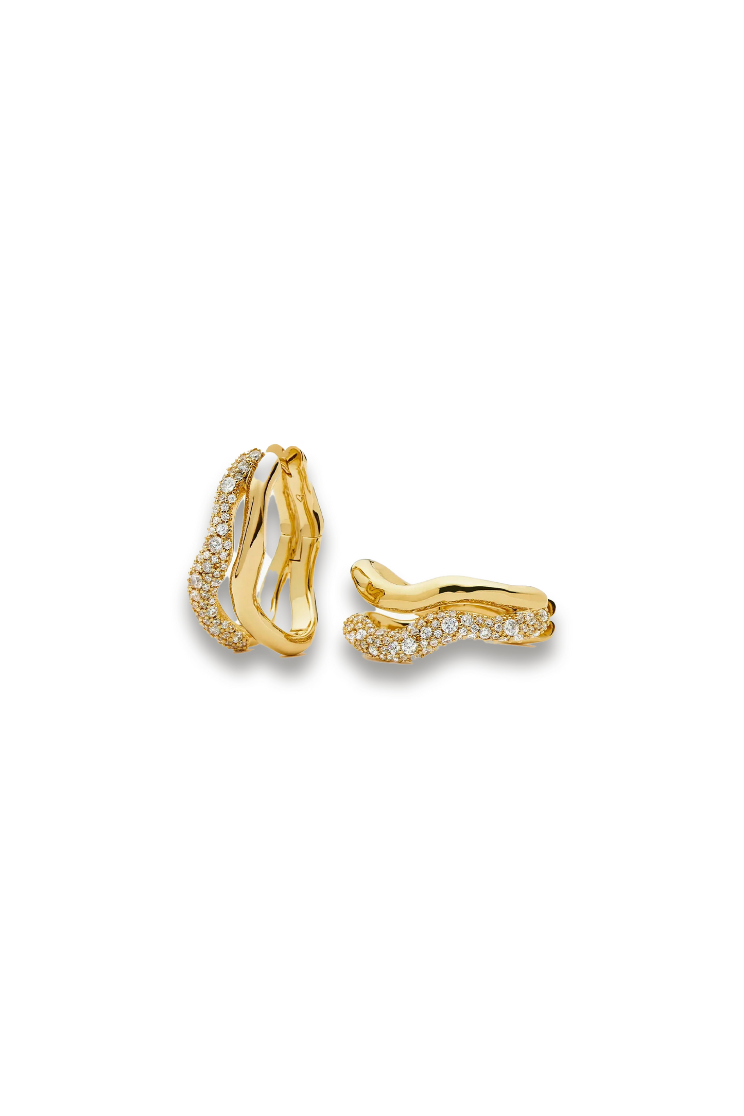 Molten Snow Double Medium Hoop Earrings