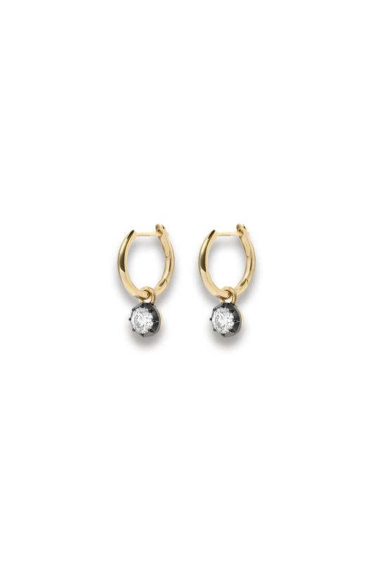0.20ct Diamond & Blackened Gold Gypset Hoop Earrings