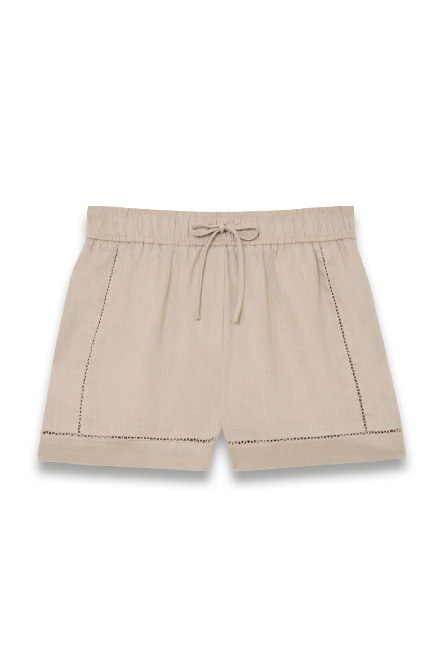 Linen Ladder-embroidery Shorts in Neutral