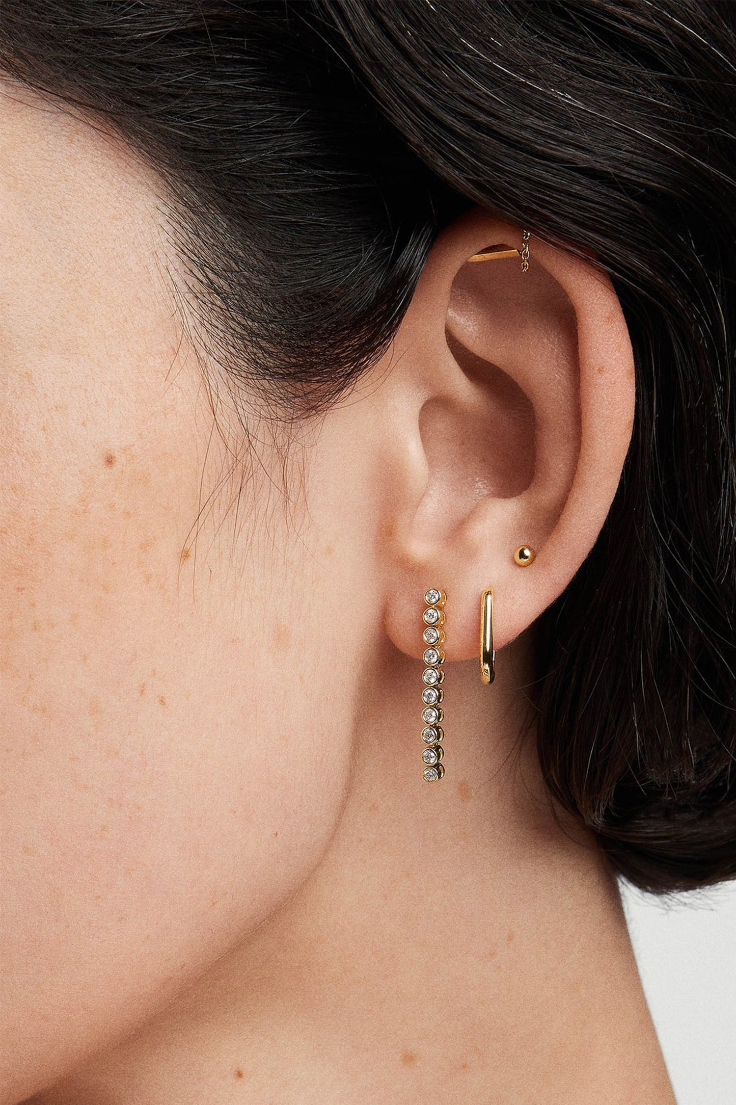 Bezel Lab Grown Diamond Tennis Earrings