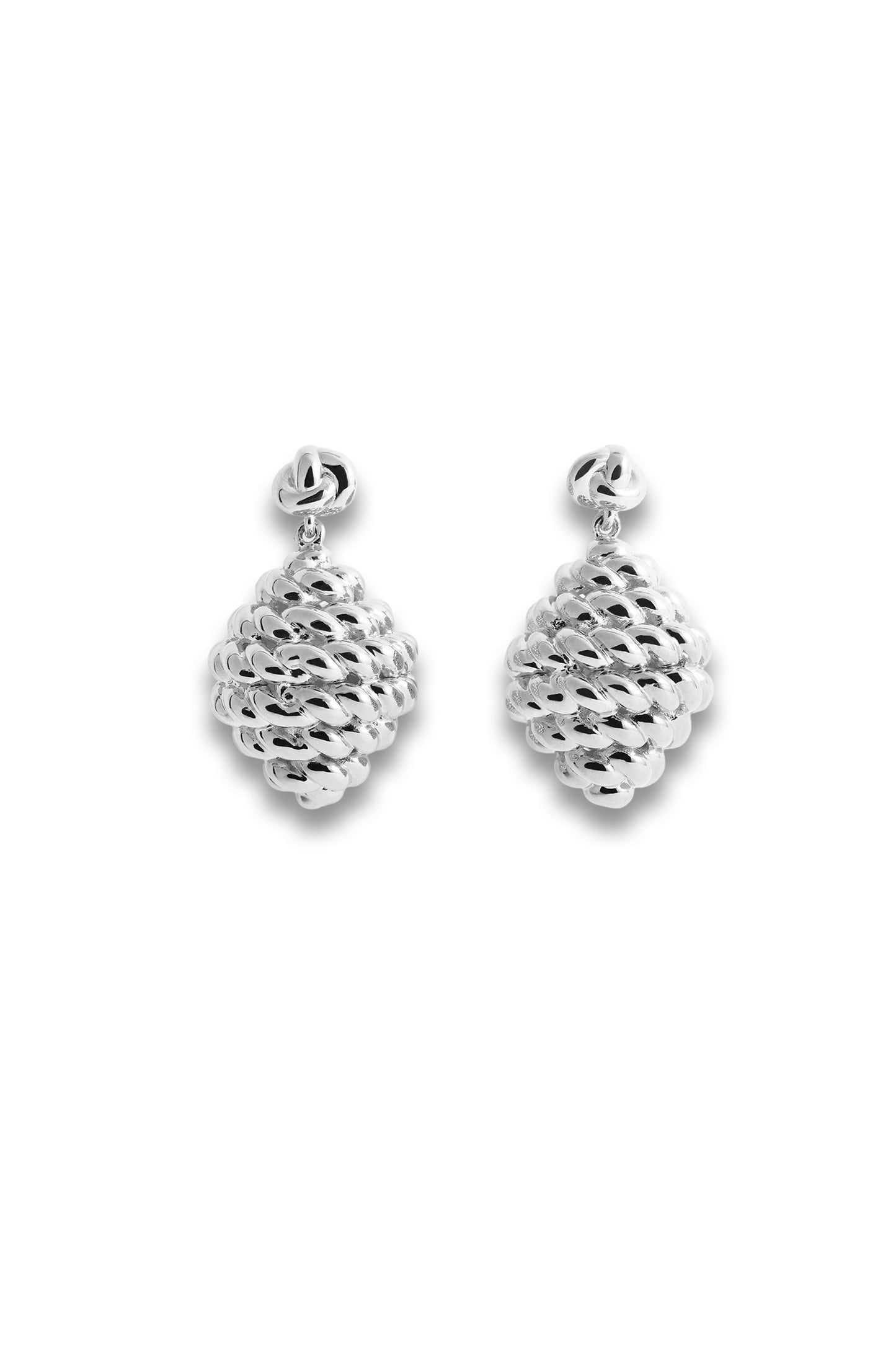 Rope Drop Earrings in Silver